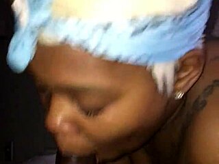 Intensely sucking that massive black cock with bold passion and deepthroat.