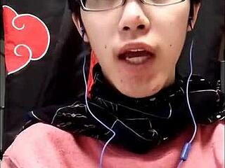 Gays exchange messages in asian japanese style