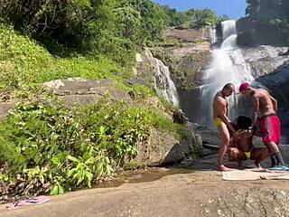 me and friend took hot black girl to waterfall, gave her dick 😈