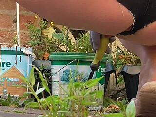 Hot Girl Flashes Ass and Pussy in New Shorts on Balcony