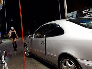 car wash in public outdoor setting