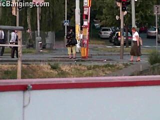 A free video of a cute blonde teen getting gang banged in public