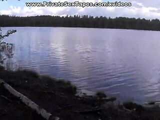 An amateur couple films their passionate encounter in lingerie outdoors