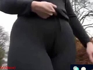 omg, my big ass milf struts in tight leggings outside