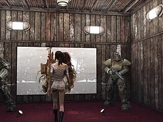 cute brunette explores fallout 4 wardrobe in 3d anime style