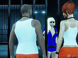 3dxchat gameplay of hot threesome action in prison setting