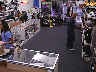 amateur babe in glasses at the pawnshop