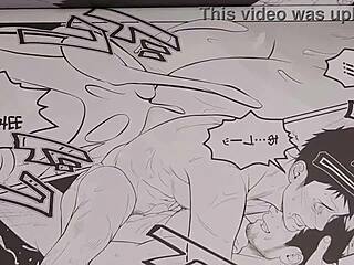 Gay amateur video with Japanese gay animation