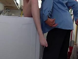 Hidden camera catches intense washing machine sex with Skye Blue!