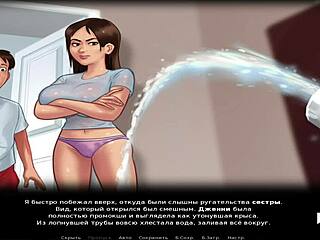 In Summertime Saga, the character was glad to meet E1 17 in this hentai game scene.