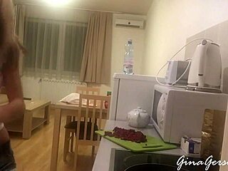 im cookin russian borscht with blonde teen in kitchen