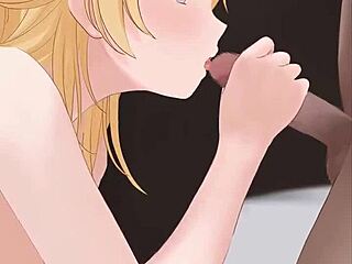 Hent Cute Blonde Gives Blowjob in Animation