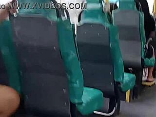 exhibiting myself on bus while cuckold gets wet