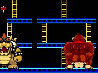 Cartoon-style Mugengame with Bowser Koopa and Donkey Kong vs Mario