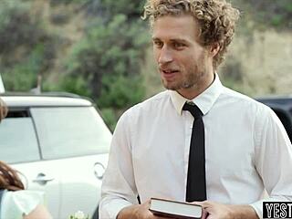 missionary guy tests position with teen brunette