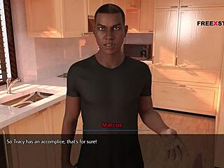 alex gets hard watching landlady's nude yoga in 3d game