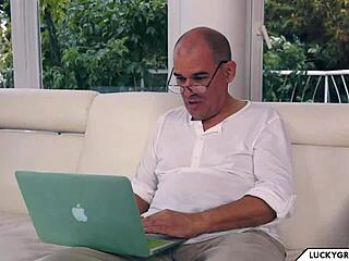 German Girl With Small Tits Supporting Grandpa