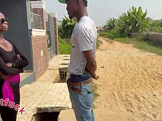 Skinny Calabar babe paid for big cock experience