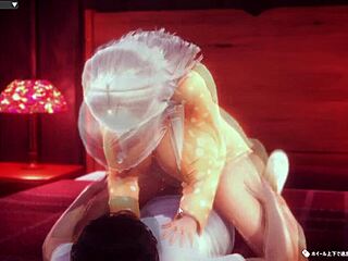 White-Haired Teen Girl Receives Intense Blowjob and Pussy Fucking in Hentai