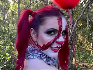 In public on halloween, the scarecrow gets a surprising assfucking