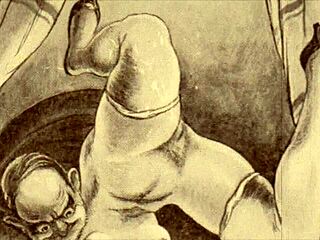 Vintage erotic drawings unfold a sensual tale of retro interracial anime charm.