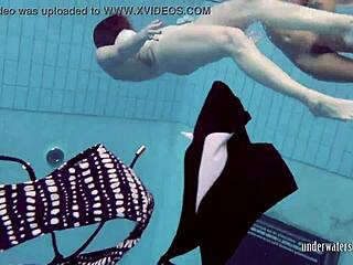 katrin privsem and lucy gurchenko dive as underwater bikini babes.