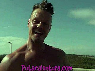 Two hot old guys banging a cute Spanish chick on the beach. Wild voyeur action! 🏖️