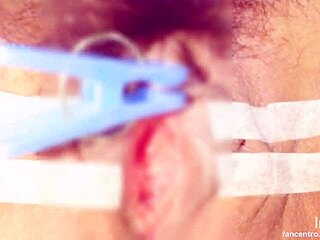 Sucking and pinching clitoris to orgasm with toys