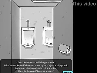 Public bathroom tryst with hot MILF janitor and shy boy