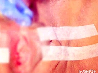 Sucking and pinching clitoris to orgasm with toys