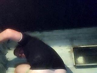 Rough banging of policeman's hole with vodka bottle, damn!