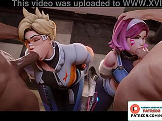 Beautiful 3D animated hentai with Overwatch’s DVA character