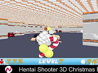 3D animated Christmas party with monster-themed hentai shooter