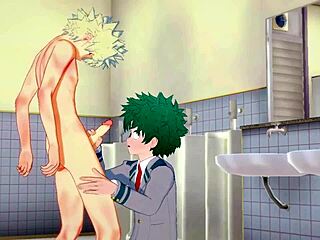 midoriya gets handjob and fucked by bakugou in bathroom yaoi action