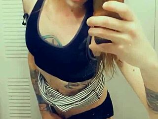 Miniskirt Tranny Shows Cock In Stockings Panties