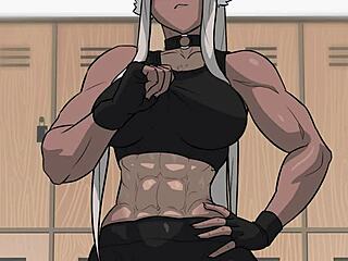 Miruko's post-workout satisfaction in a cartoon-style porn video