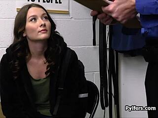 Mall cops spy on brunette teen 18+ with pierced nipples