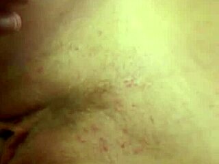 A blonde bimbo plays with cream and mans dick in kitchen until cumshot