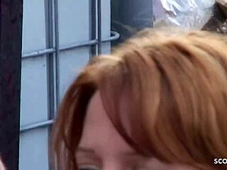 Redhead street whore gets public cock in public place