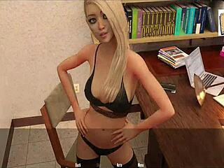 Office fun with sexy blonde cheerleader in WVM 46.