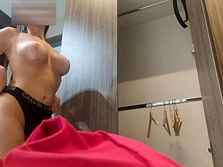 Spying on Hot Latina Stepmom in Leggings with Hidden Camera