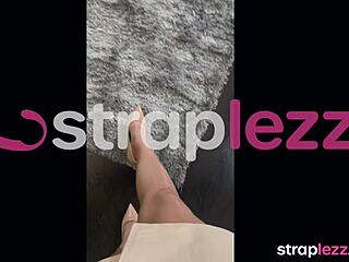 Are girlfriends licking strapon in sex tape?