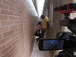 Behind the scenes, teen anne bonny gets fucked by big bambu and higor negrao in this interracial reality scene.