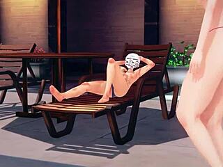 roxy bangs eris by the pool in wild 3d hentai action.