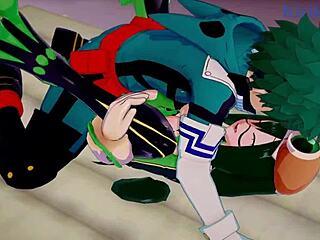 tsuyu asui, mt lady, and izuku midoriya in wild hentai sex scene