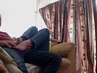 Reverse Cowgirl Watches Porn with Me, Gets Huge Creampie