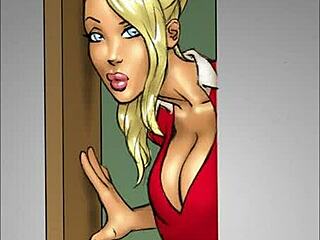 Two hot blondes enjoy big black cocks in comic