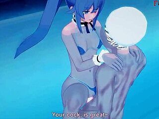 roxy bangs eris by the pool in wild 3d hentai action.