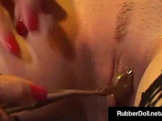 Latex femdom Mina Meow gets gagged and dominated by strange Saw
