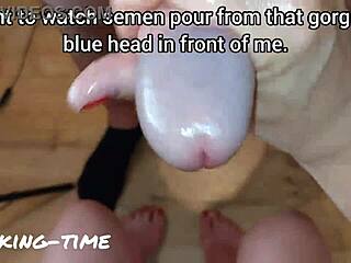 mr blue mushroom head cock gets milked hard!!